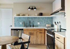 One Bedroom Suite with Office | Private kitchen | Full-size fridge, microwave, oven, stovetop - The Dylin (Madison)