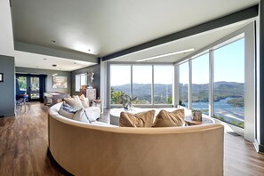 Älytelevisio, takka, kirjoja, stereot