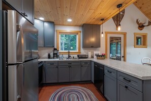Fridge, microwave, oven, stovetop - Newly built custom home nestled on the edge of the Bigelow Preserve (Wyman Township)
