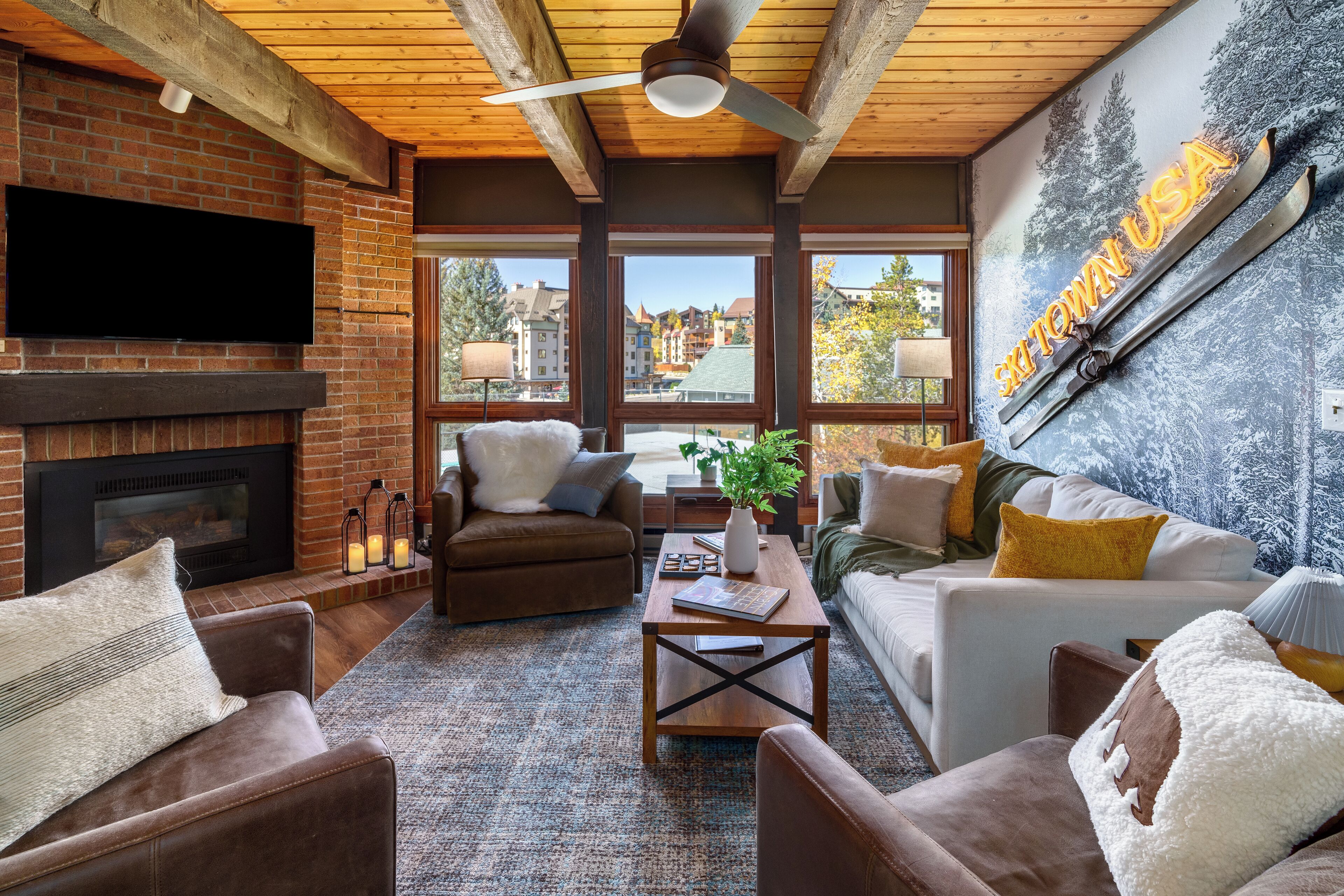 Smart TV, fireplace, video games