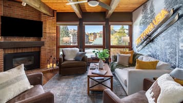 Smart TV, fireplace, video games