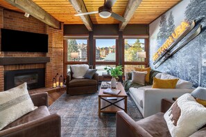 Smart TV, fireplace, video games