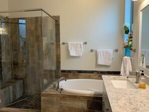 Shower, jetted tub, hair dryer, towels - Home in FW Cultural District  (Fort Worth)