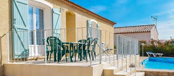 South-facing villa with a private pool