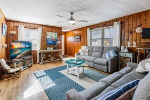 Smart TV, DVD player, books, computer monitors