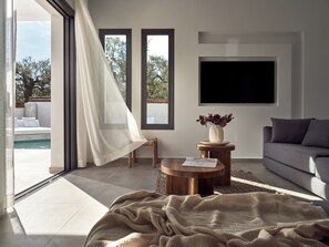 Smart TV, libros, estéreo