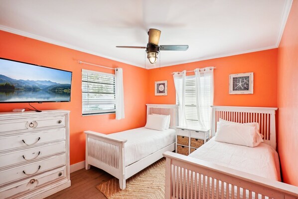 4 bedrooms, iron/ironing board, travel cot, WiFi