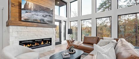 Televisión y chimenea