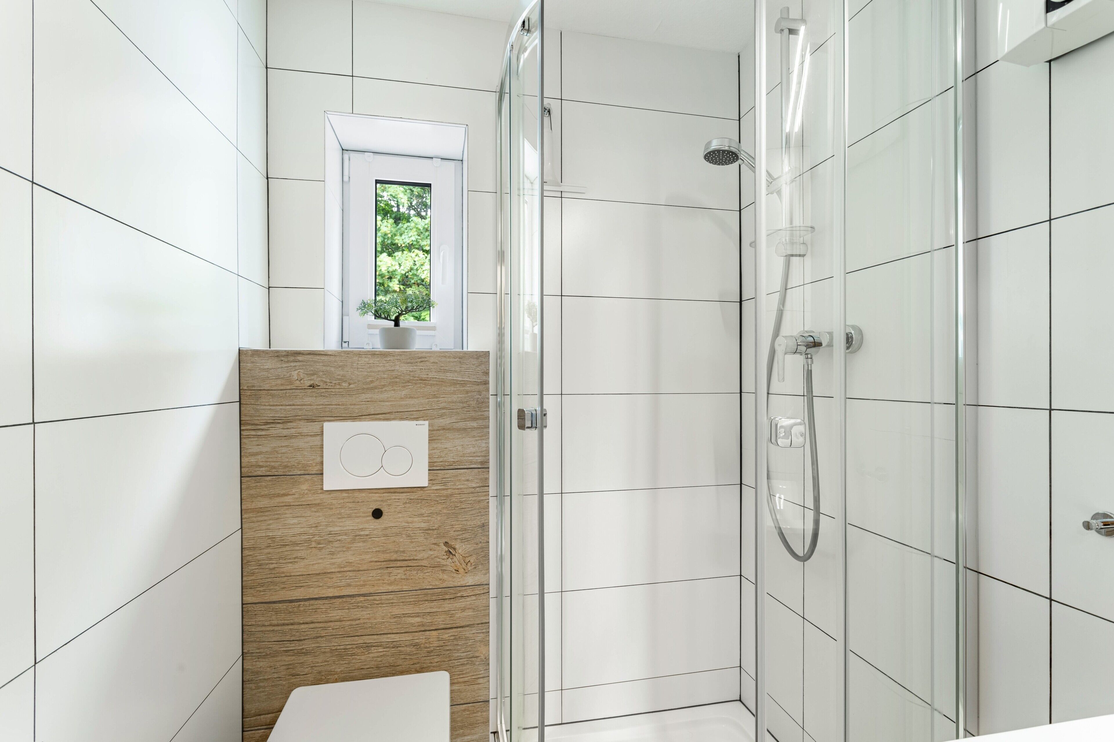 Shower, free toiletries, hair dryer