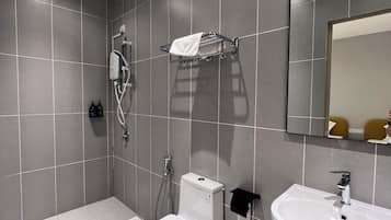 Duş, ücretsiz banyo/kozmetik ürünleri, havlu, sabun