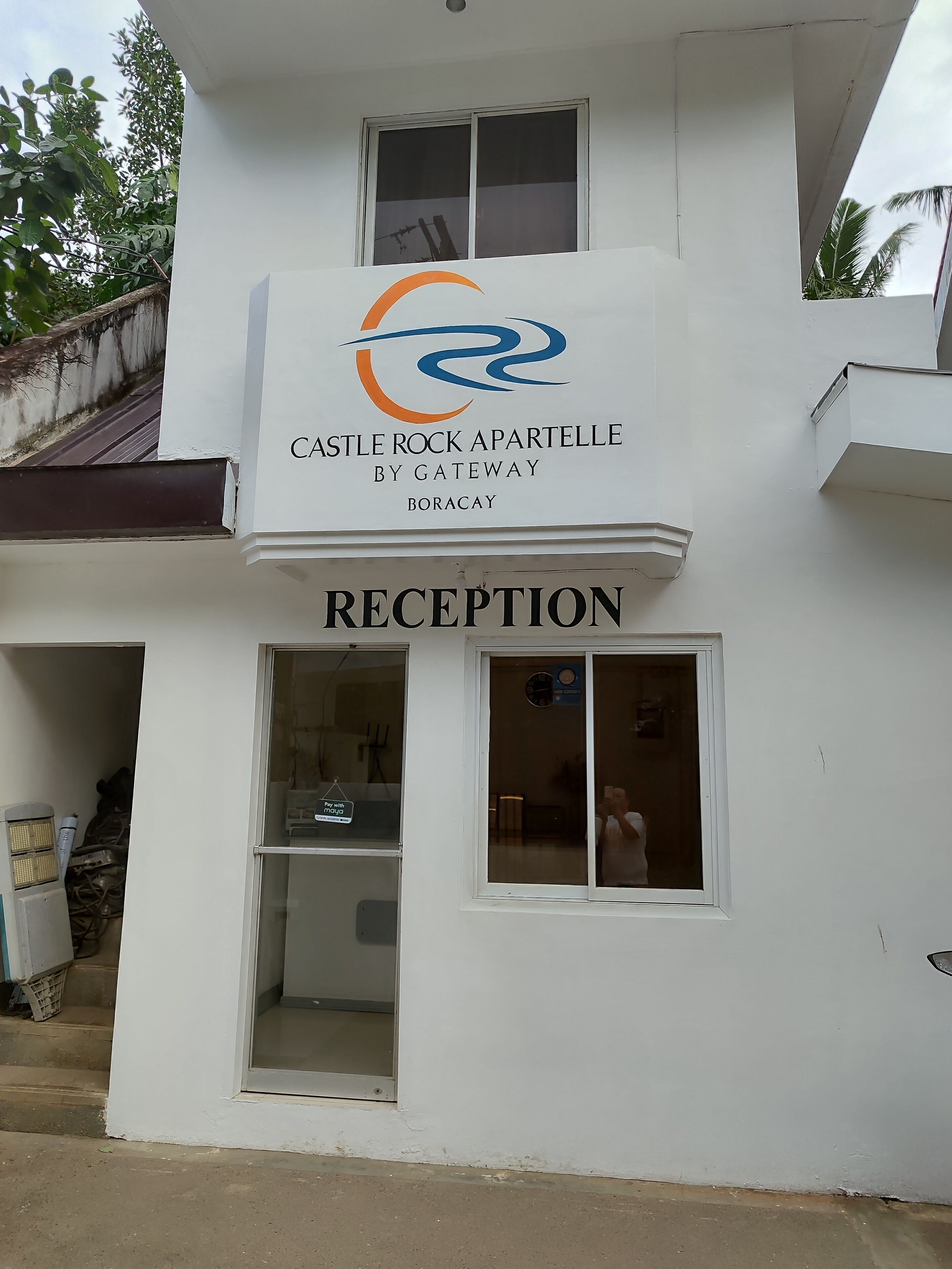A two-story building with a reception area.
