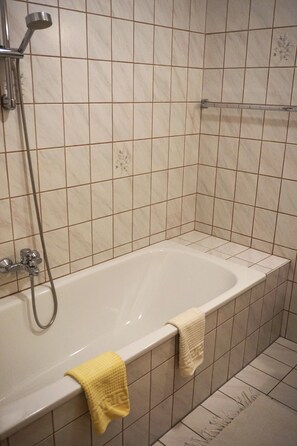Classic Apartment | Bathroom | Hair dryer, towels, toilet paper - Gasthaus Torwirt (Sankt Lambrecht)