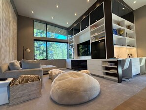TV, fireplace