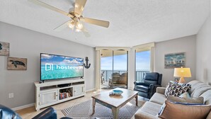 Signature Condo, 2 Bedrooms, Kitchen, Beach View | Living room | 65-inch Smart TV with cable channels - Phoenix V 910 (Orange Beach)