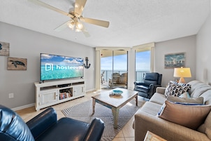 Signature Condo, 2 Bedrooms, Kitchen, Beach View | Living room | 65-inch Smart TV with cable channels