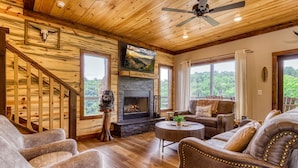 Smart TV, fireplace, stereo