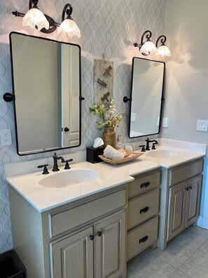 Jetted tub, hair dryer