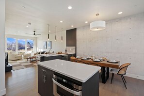 Townhome, Multiple Beds, Patio, Mountain View (908 Jerome St. (Unit 2)) | Private kitchen | Fridge, microwave, oven, stovetop - Mountain View Home w/ King Beds & Rooftop Deck (Fort Collins)