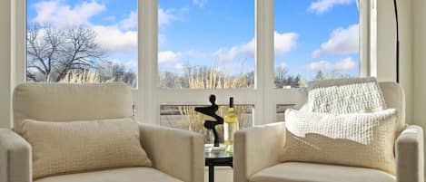 Townhome, Multiple Beds, Patio, Mountain View (908 Jerome St. (Unit 2)) | Living area | 55-inch flat-screen TV with digital channels, fireplace