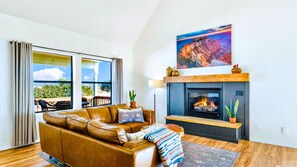 Fireplace, video games, books