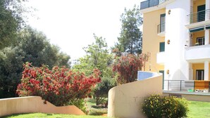 A modern building with a pool, surrounded by well-maintained gardens and trees. - 41 (Portimão)