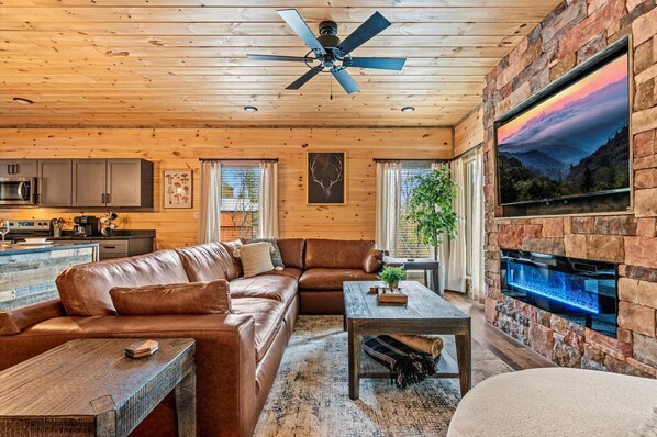 Smart TV, fireplace, video games