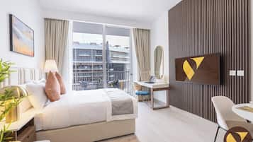 Estúdio superluxo | Cofres nos quartos, berços (sobretaxa), Wi-Fi de cortesia, roupa de cama