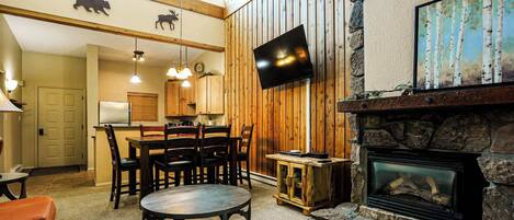 TV, fireplace, DVD player