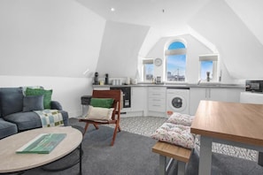 Comfort Apartment, Kitchen, City View | Living area - Stadium View Apartments (Cardiff)
