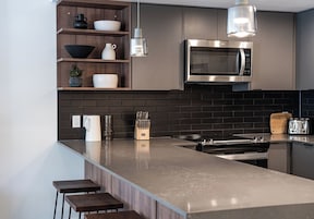 Premium Condo, Balcony, Mountain View | Private kitchen | Full-size fridge, microwave, oven, stovetop