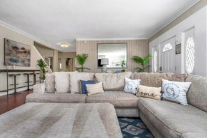 TV, fireplace, foosball