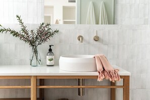 Hair dryer, bathrobes, towels, soap - Rubus Residences, Berry - by Linnaeus Collection (Berry)