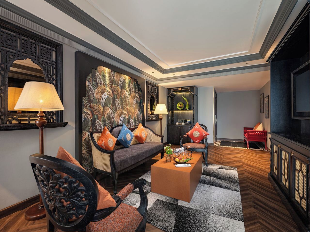 Presidential Studio Suite, City View | Minibar, in-room safe, desk, laptop workspace