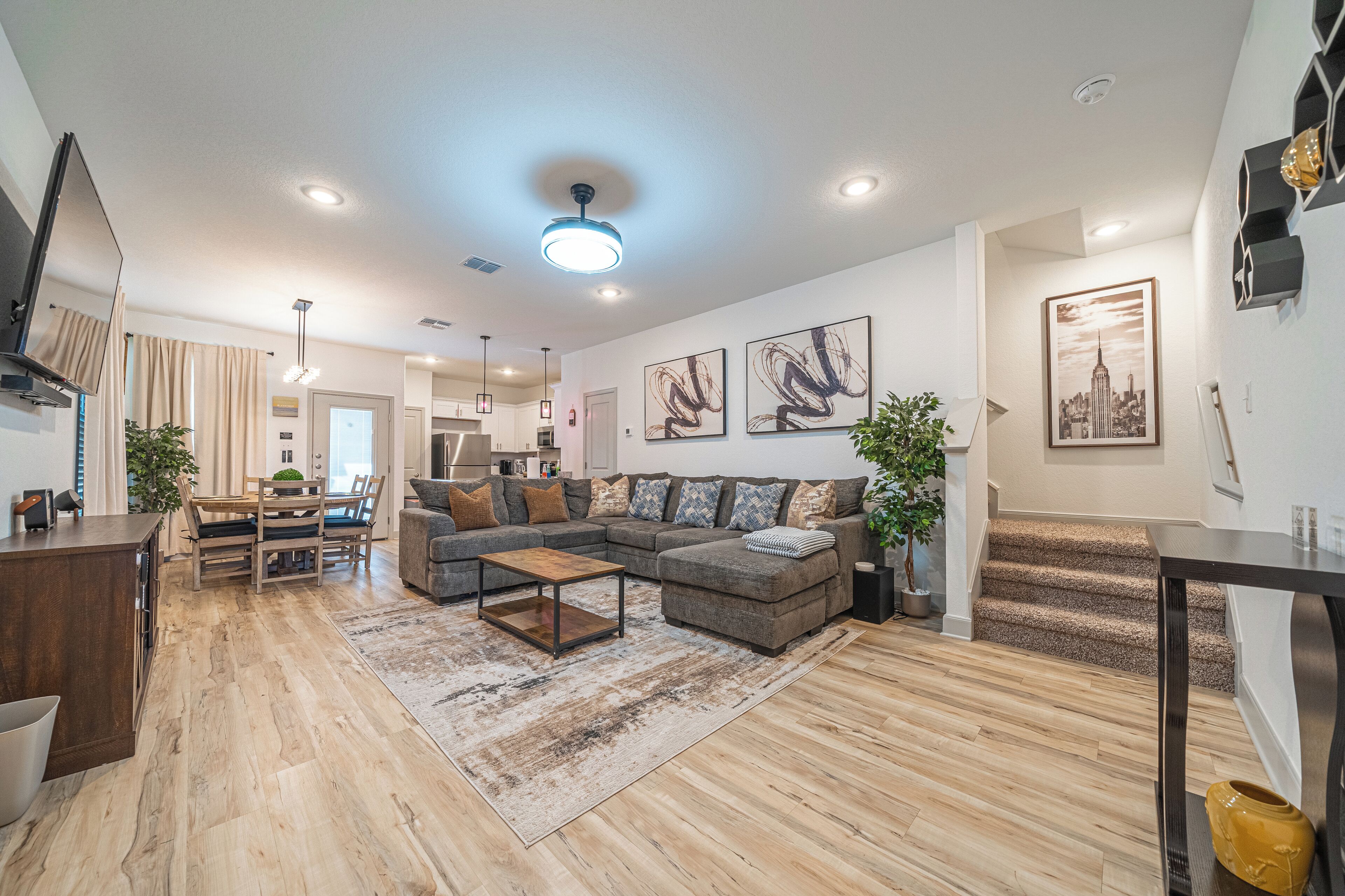 Smart TV, fireplace, video games