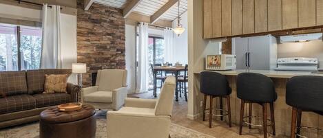 Smart TV, fireplace, video games, ping pong