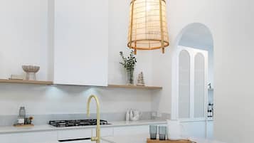 Réfrigérateur, micro-ondes, plaque de cuisson, lave-vaisselle