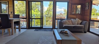 Lockwood holiday house, nestled among lush trees.