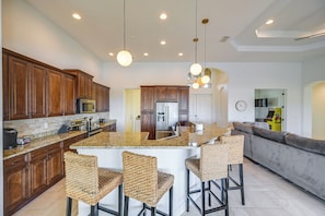 Fridge, microwave, stovetop, dishwasher - 'Paradise Palms' Cape Coral Home w/ Dock! (Cape Coral)