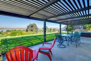 Outdoor dining - Water-View Home w/ Hot Tub in Lake Elsinore! (Lake Elsinore)