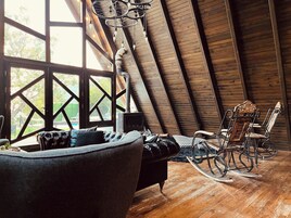 Televisión LCD, chimenea, Netflix, Hulu