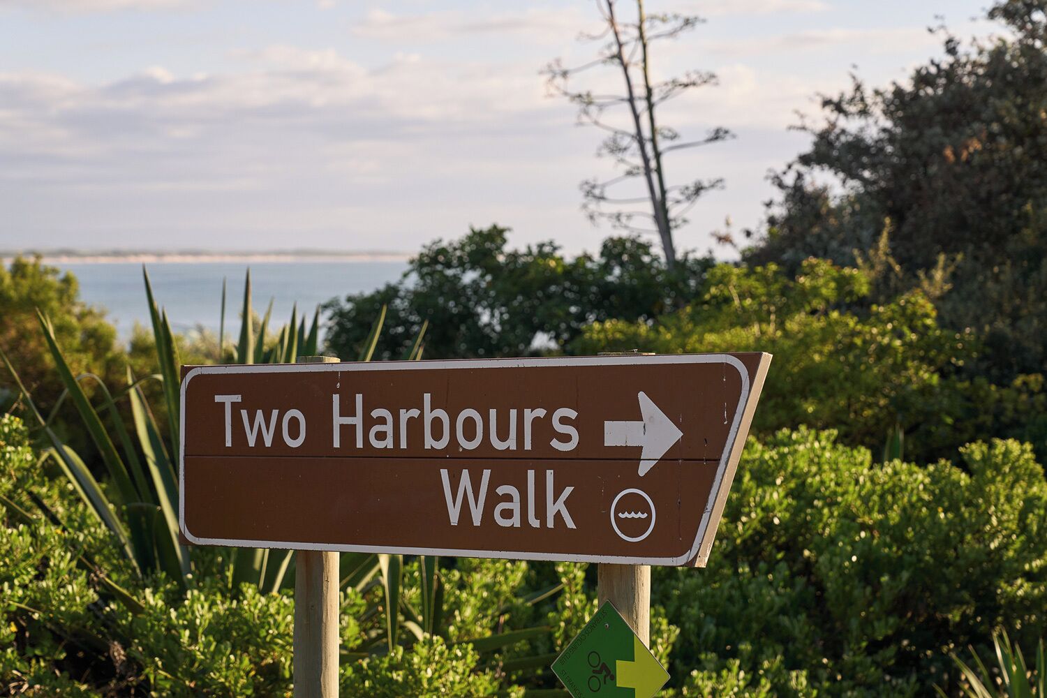 A directional sign for the Two Harbours Walk.