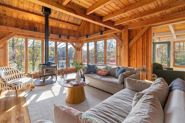 Large living room looking over the lake
