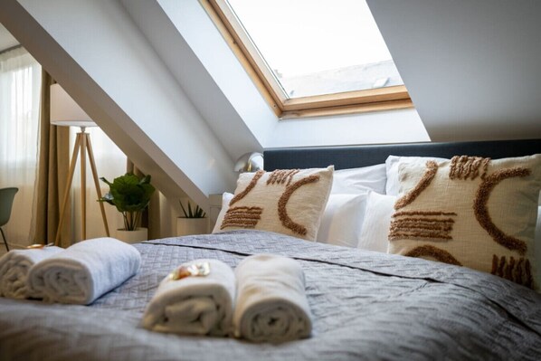 1 chambre, bureau, fer et planche à repasser, lit parapluie