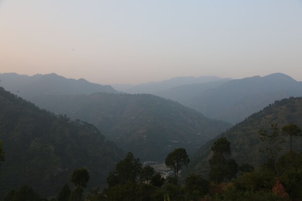 A mountainous landscape with a valley.