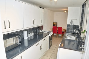 Fridge, microwave, oven, electric kettle
