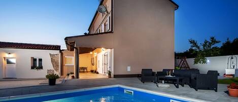 House (Three Bedroom Holiday Home with Pool) | Outdoor pool | Seasonal outdoor pool, pool umbrellas, sun loungers