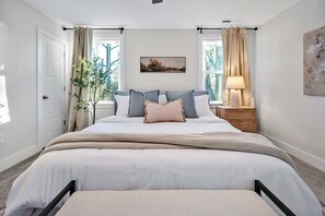 4 bedrooms, desk, iron/ironing board, travel cot