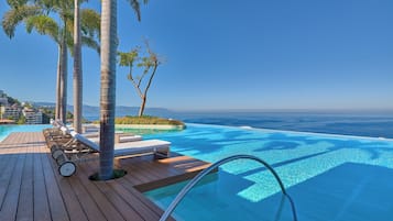 Outdoor pool, pool umbrellas