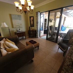 TV connectée, cheminée, lecteur de DVD, livres