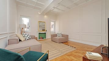 34-inch flat-screen TV with cable channels